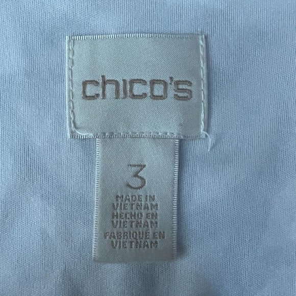 Chico's 3 Maxi Dress XL Blue White‎ Sleeveless Geo Print Jersey Knit Slit V-Neck - Picture 8 of 12